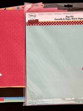 Minnie & Mickey Mouse Card Stock & Scrapbook KIT Paper Stickers Chipboard 12x12